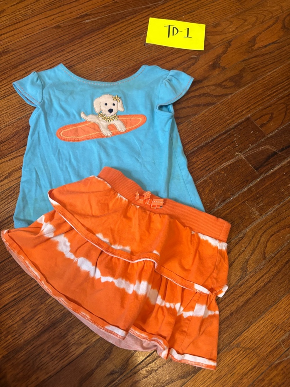 Gymboree Bright Orange Kids Skirt and dog top